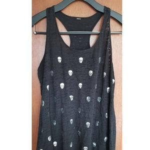 Silver skull print burnout tank size L